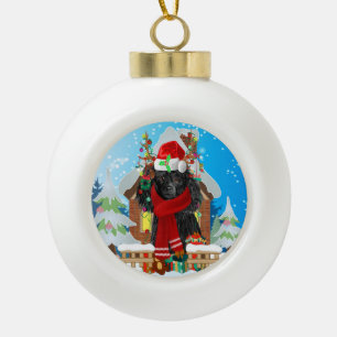 Poodle Hund mit Weihnachtsgeschenken Keramik Kugel-Ornament