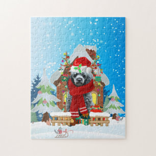 Poodle Hund mit Weihnachtsgeschenken Puzzle