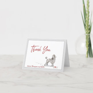 Poodle Hund Personalisiert mit Knochen und Ribbon Dankeskarte
