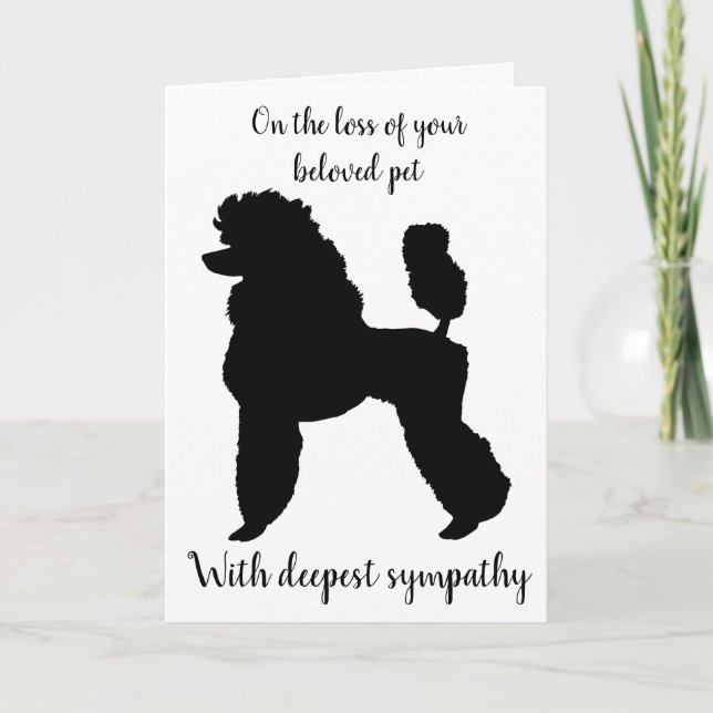 Poodle Hund Silhouette Haustier Beileid Karte (Vorderseite)