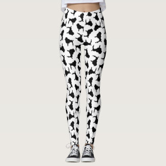Poodle Hund Silhouetten CUSTOM HINTERGRUNDFARBE Leggings