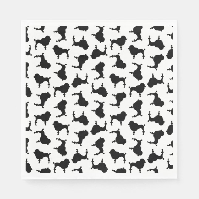 Poodle Hund Silhouetten CUSTOM HINTERGRUNDFARBE Serviette (Vorderseite)