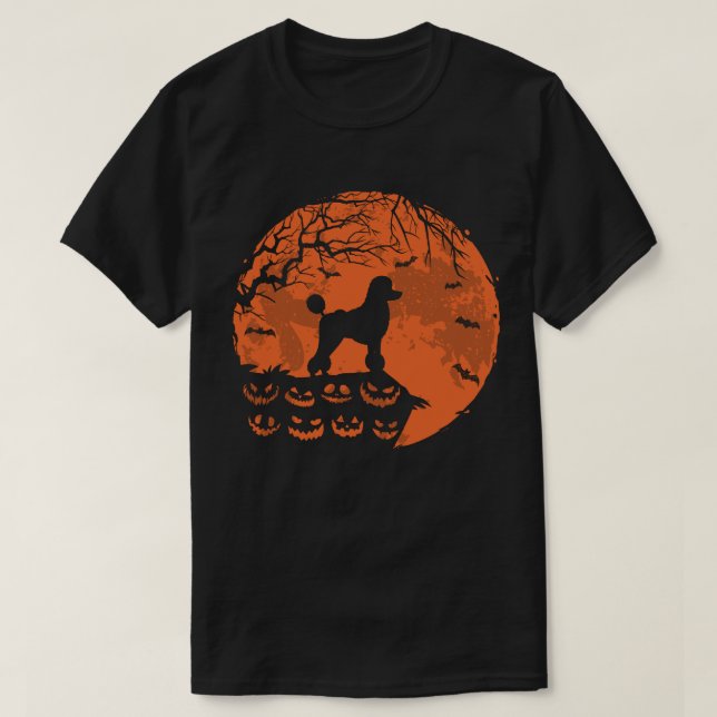 Poodle Hund und Mond Halloween Hund Lover Geschenk T-Shirt (Design vorne)