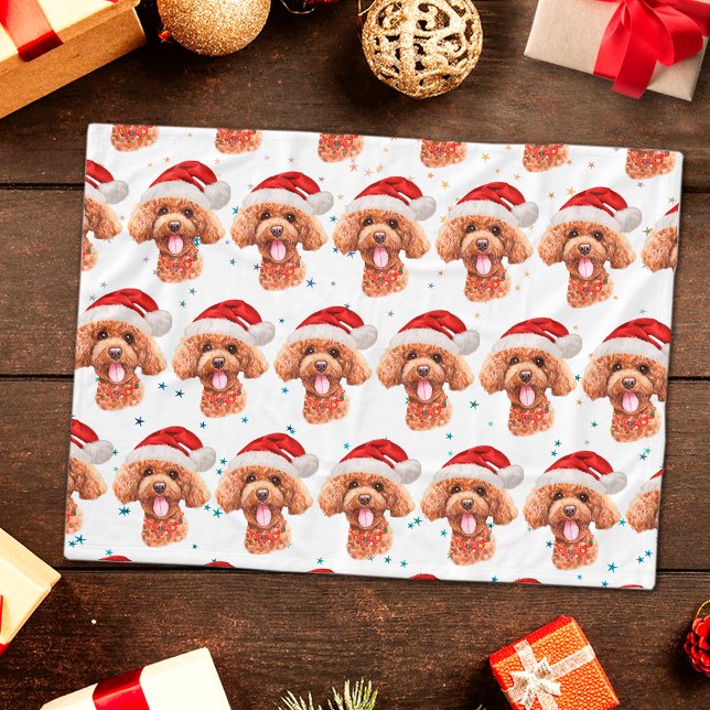 Poodle Hund züchten Weihnachtsstars Fleecedecke (Von Creator hochgeladen)
