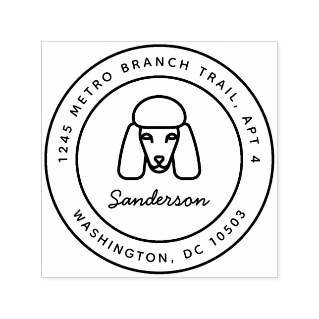 Poodle Hunde Rücksendeadresse Briefmarke Selbstfar Permastempel (Design)