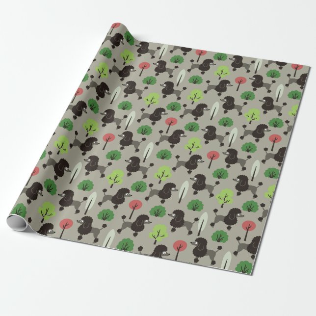 Poodle im Park Wrapping Paper Geschenkpapier (Ungerollt)