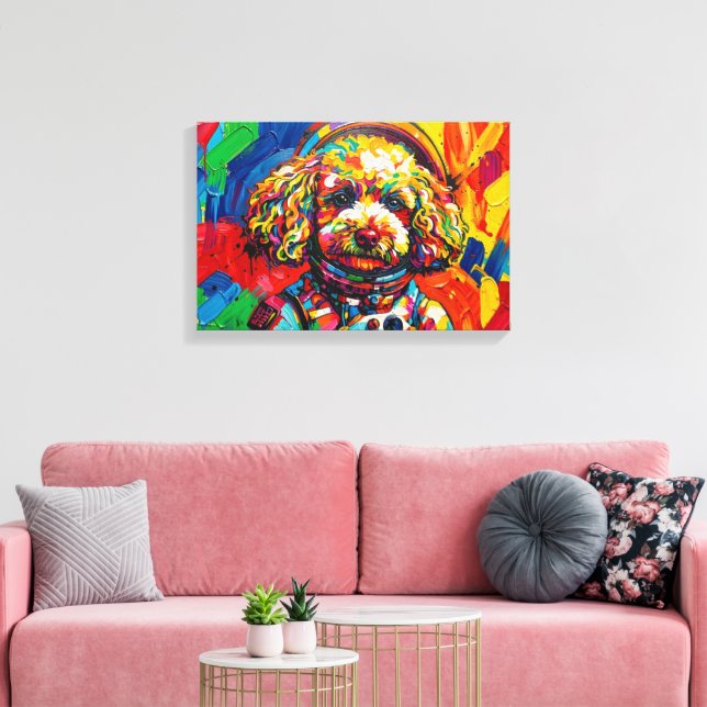 POODLE IM WELTALL-3 LEINWANDDRUCK (Insitu (Wohnzimmer))