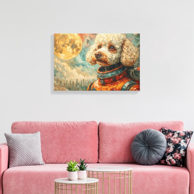 POODLE IM WELTALL-5 LEINWANDDRUCK (Insitu (Wohnzimmer))