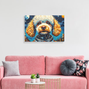 POODLE IM WELTALL-9 LEINWANDDRUCK