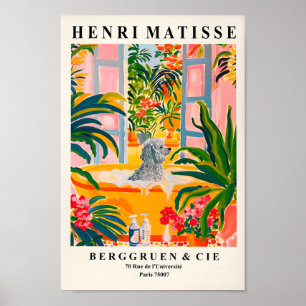 Poodle in der Badewanne, schönes Bad, Wandmalerei  Poster