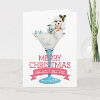 Poodle in einer Weihnachtskarte aus Weinglas Feiertagskarte