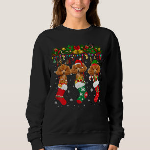 Poodle in Sock Xmas Rentier Santa Elf Hund Sweatshirt