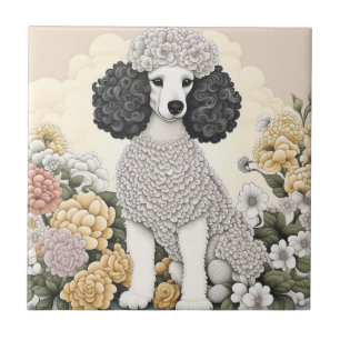 Poodle in Whimsikalen Blume Fliese