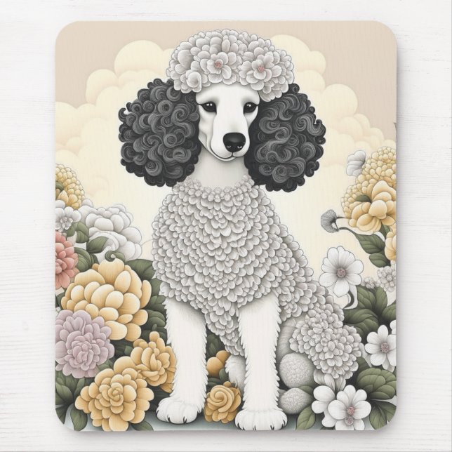 Poodle in Whimsikalen Blume Mousepad (Vorne)