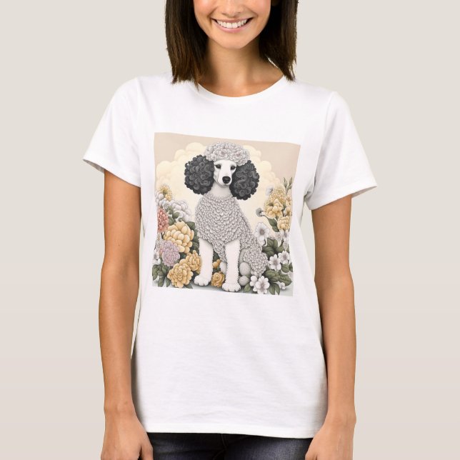 Poodle in Whimsikalen Blume T-Shirt (Vorderseite)