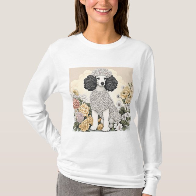 Poodle in Whimsikalen Blume T-Shirt (Vorderseite)