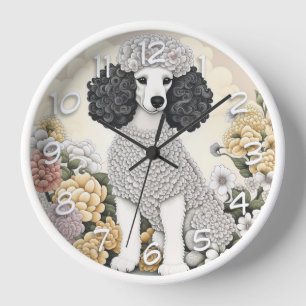 Poodle in Whimsikalen Blume Uhr
