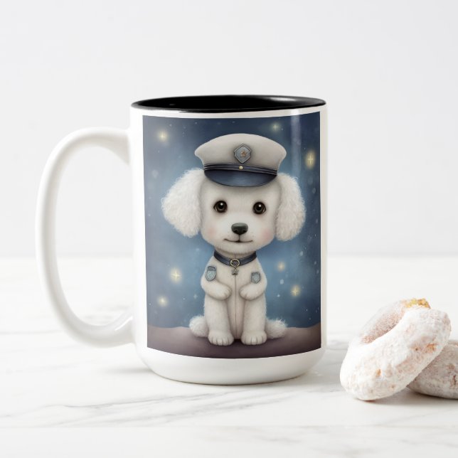 Poodle K9 Hero...Protect & Serve Zweifarbige Tasse (Mit Donut)