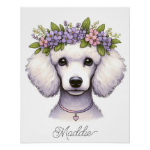 Poodle Kinderzimmer Poster mit Namen