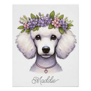Poodle Kinderzimmer Poster mit Namen
