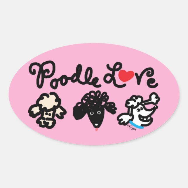 Poodle Liebe Ovaler Aufkleber (Vorderseite)