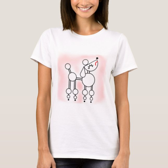 Poodle Line Art, Poodle Pink T - Shirt und Top (Vorderseite)