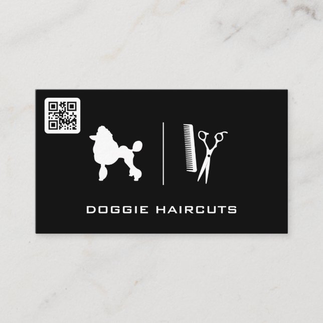 Poodle-Logo | Grooming | QR-Prüfcode Visitenkarte (Vorderseite)
