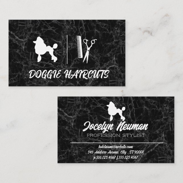 Poodle-Logo | Kamm | Schere Visitenkarte (Vorne/Hinten)