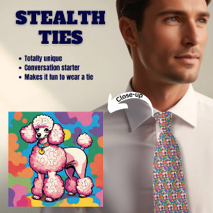 Poodle Lover's farbenfrohe rosa Stealth-Krawatte Krawatte