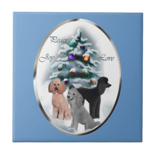 Poodle Lovers Weihnachten Fliese