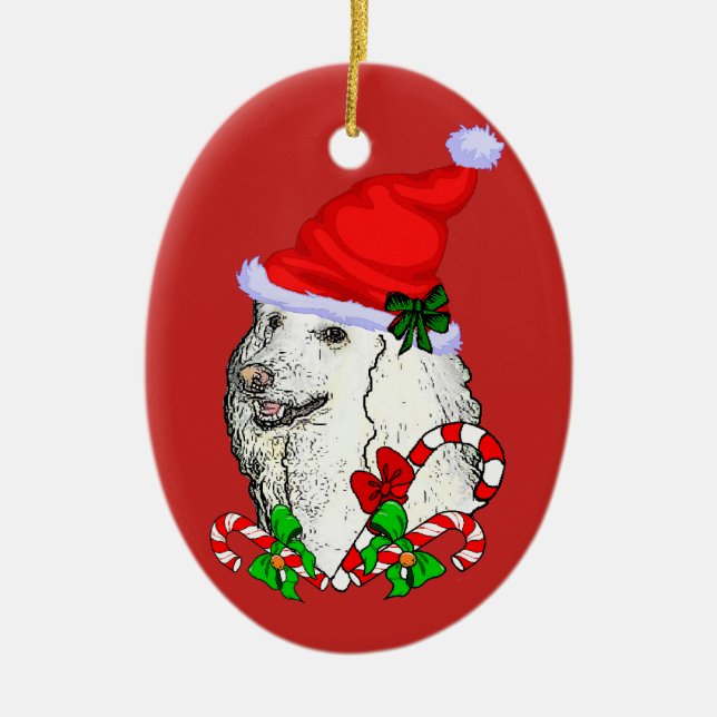 Poodle Lovers Weihnachten Keramik Ornament (Vorne)