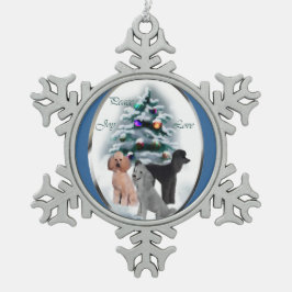 Poodle Lovers Weihnachten Schneeflocken Zinn-Ornament