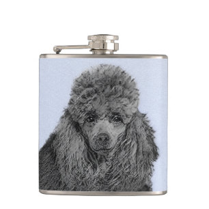 Poodle Malerei Miniaturspielzeug Schwarze Kunst Flachmann