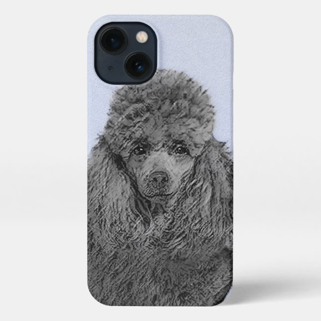 Poodle Malerei Miniaturspielzeug Schwarze Kunst iPhone Hülle (Rückseite)