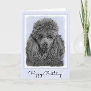 Poodle Malerei Miniaturspielzeug Schwarze Kunst Karte