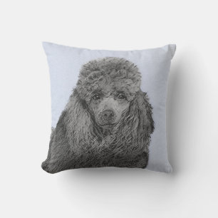 Poodle Malerei Miniaturspielzeug Schwarze Kunst Kissen