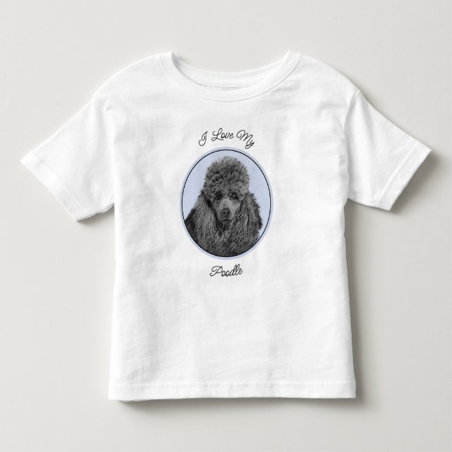 Poodle Malerei Miniaturspielzeug Schwarze Kunst Kleinkind T-shirt (Vorderseite)
