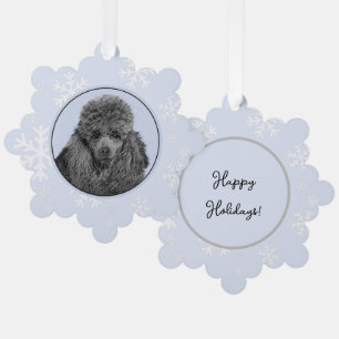 Poodle Malerei Miniaturspielzeug Schwarze Kunst Ornament Karte