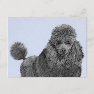 Poodle Malerei Miniaturspielzeug Schwarze Kunst Postkarte