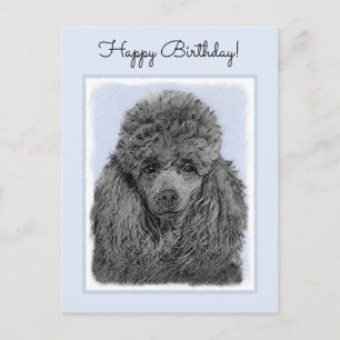 Poodle Malerei Miniaturspielzeug Schwarze Kunst Postkarte