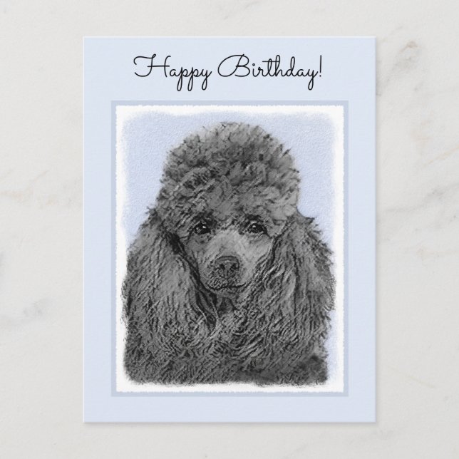 Poodle Malerei Miniaturspielzeug Schwarze Kunst Postkarte (Vorderseite)