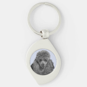 Poodle Malerei Miniaturspielzeug Schwarze Kunst Schlüsselanhänger