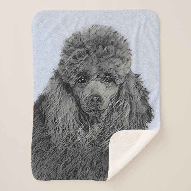 Poodle Malerei Miniaturspielzeug Schwarze Kunst Sherpadecke (Vorderseite)