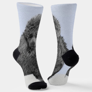 Poodle Malerei Miniaturspielzeug Schwarze Kunst Socken