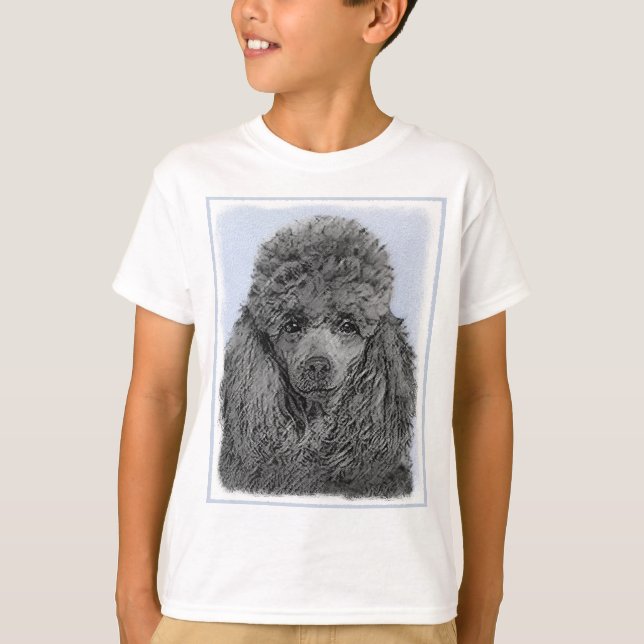 Poodle Malerei Miniaturspielzeug Schwarze Kunst T-Shirt (Vorderseite)