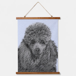 Poodle Malerei Miniaturspielzeug Schwarze Kunst Wandteppich Mit Holzrahmen