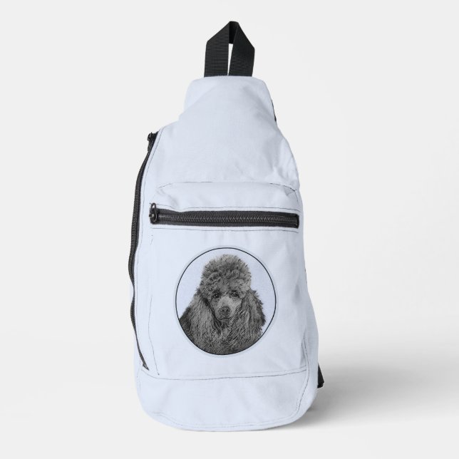 Poodle Malerei Miniaturspielzeug Schwarzer Haustie Crossbody Bag (Vorderseite)