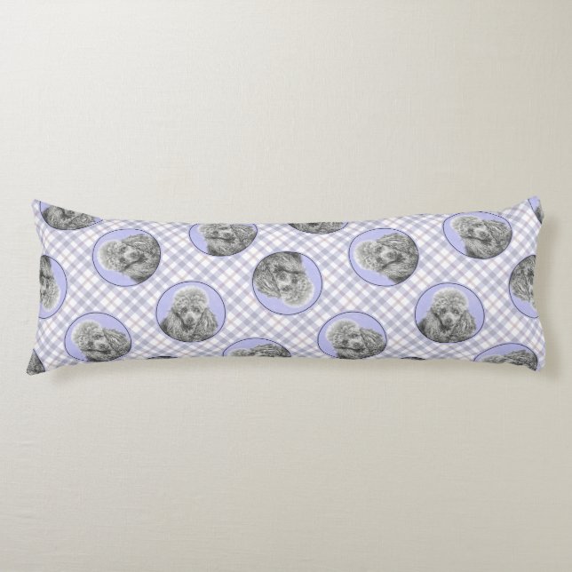 Poodle Malerei Miniaturspielzeug Silbergrauer Hund Seitenschläferkissen (Vorderseite)