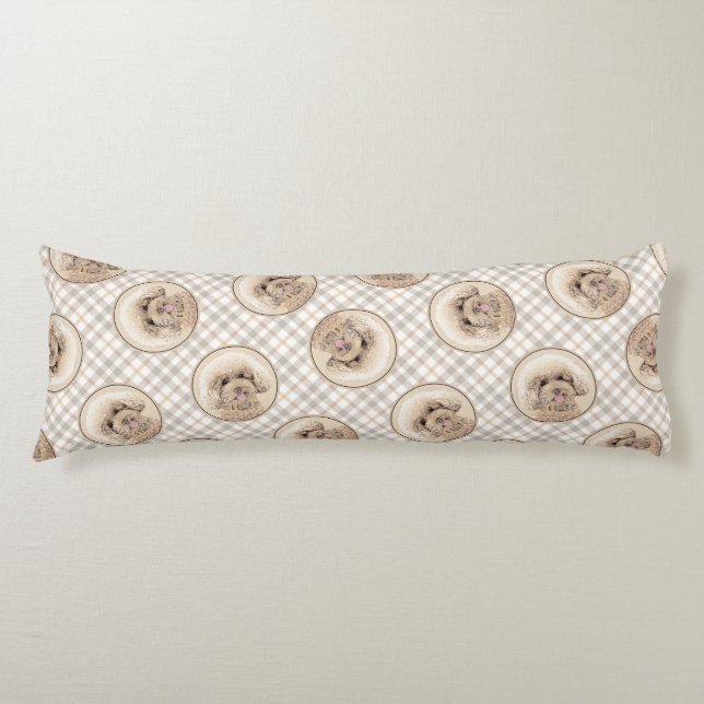 Poodle Malerei Spielzeug Apricot Creme Original Hu Seitenschläferkissen (Vorderseite)