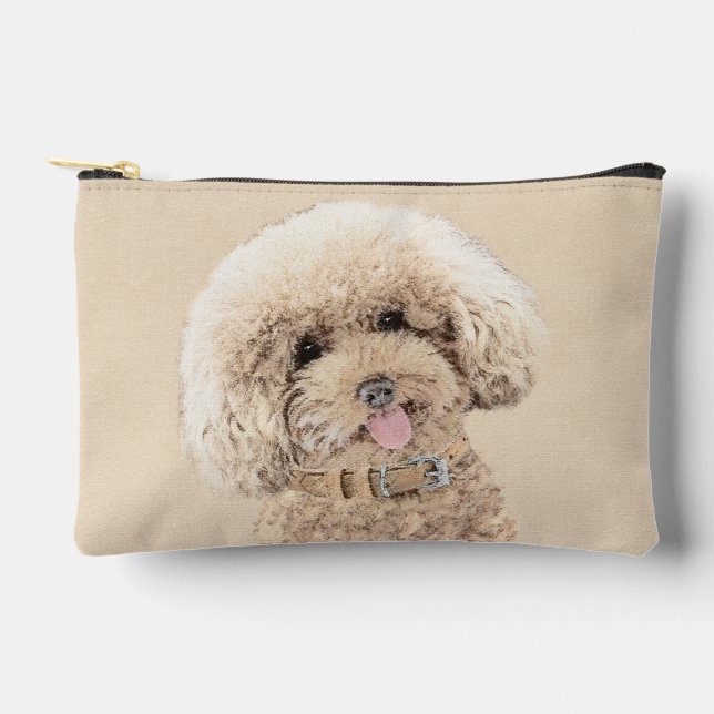 Poodle Malerei Spielzeug Apricot Creme Original Hu Zubehörtasche (Vorderseite)